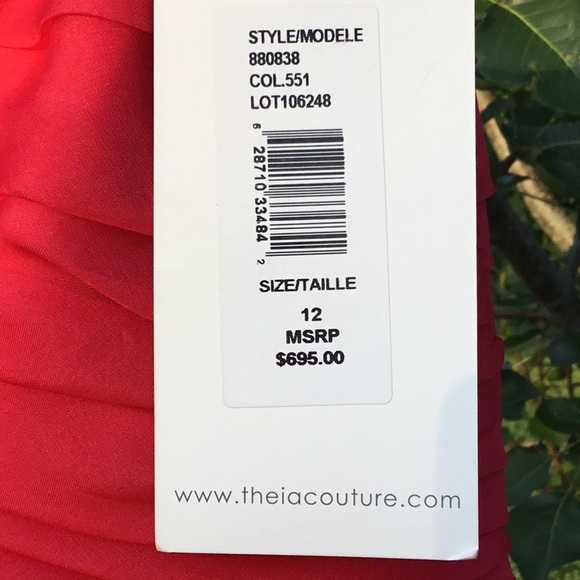 Theia Couture Red 100% Silk Cocktail Dress - Picture 5 of 16